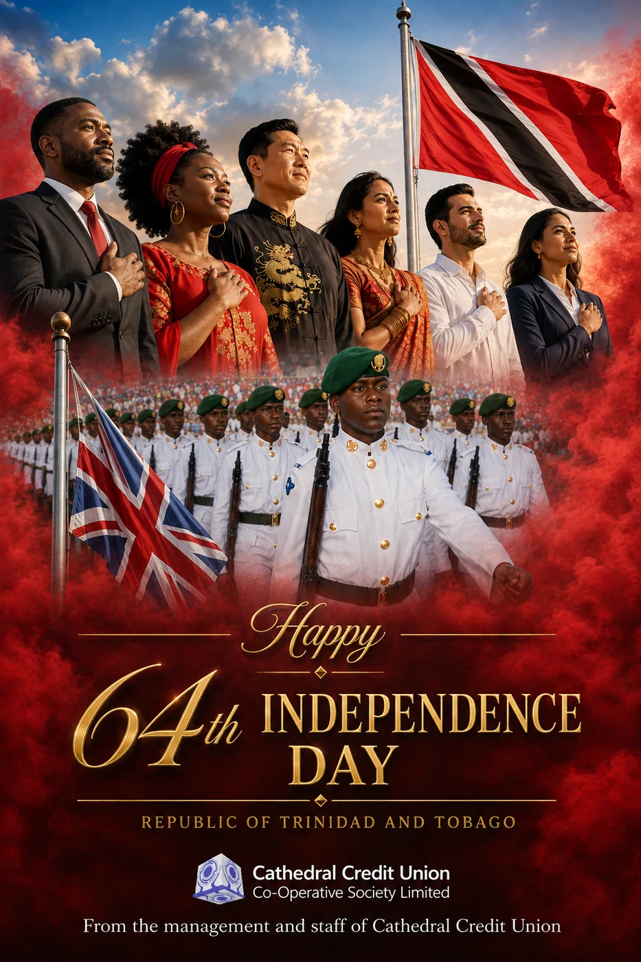 Happy 64th Independence Day, Republic of Trinidad and Tobago — from the management and staff of Cathedral Credit Union